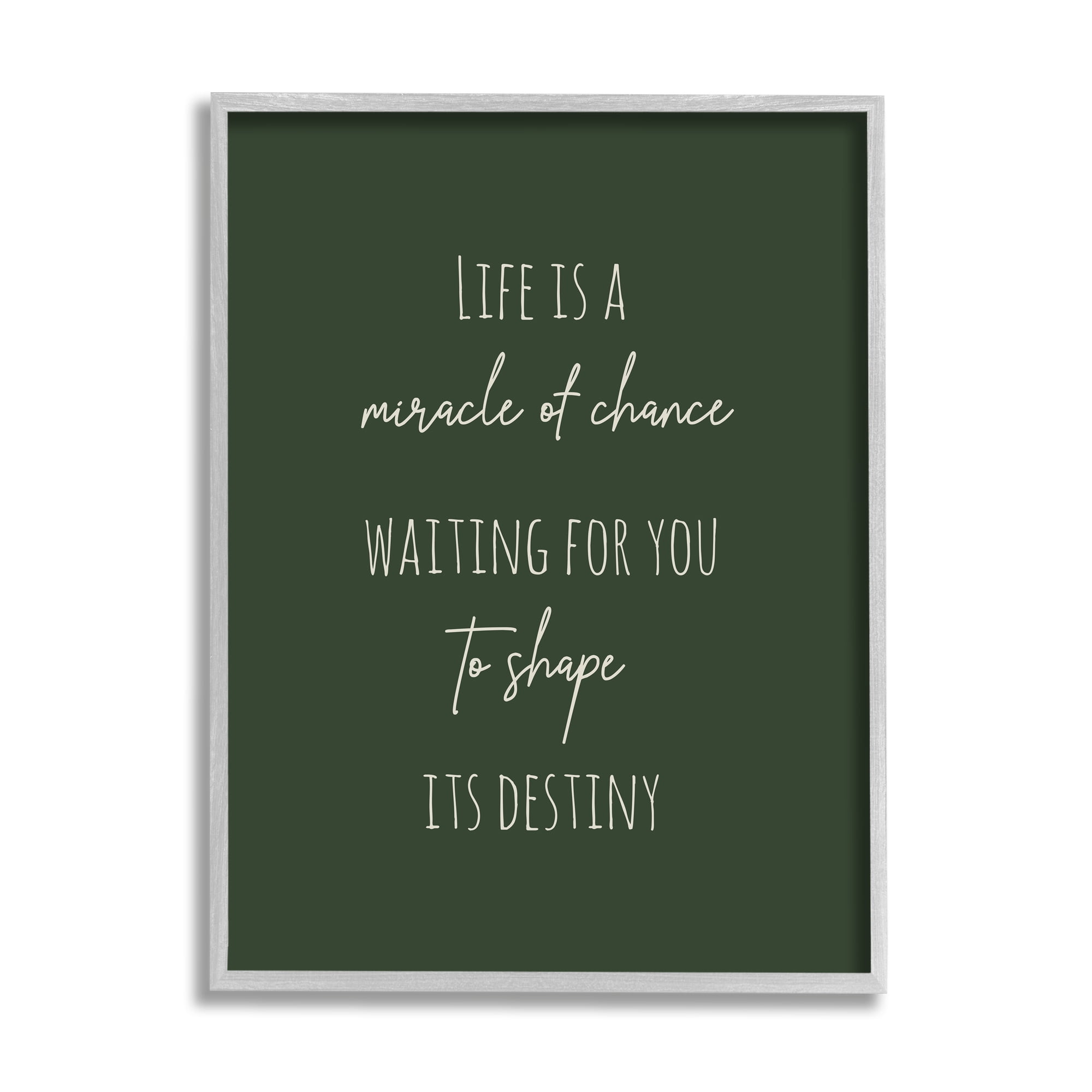 Stupell Indtries Life Is Miracle Of Chance Motivational Phrase Green,24 x 30,Design by Birch&Ink
