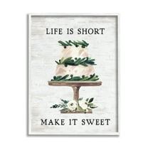 Stupell Indtries Life's Short Make it Sweet Sentiment Tiered Cake,11 x 14,Design by Lettered and Lined