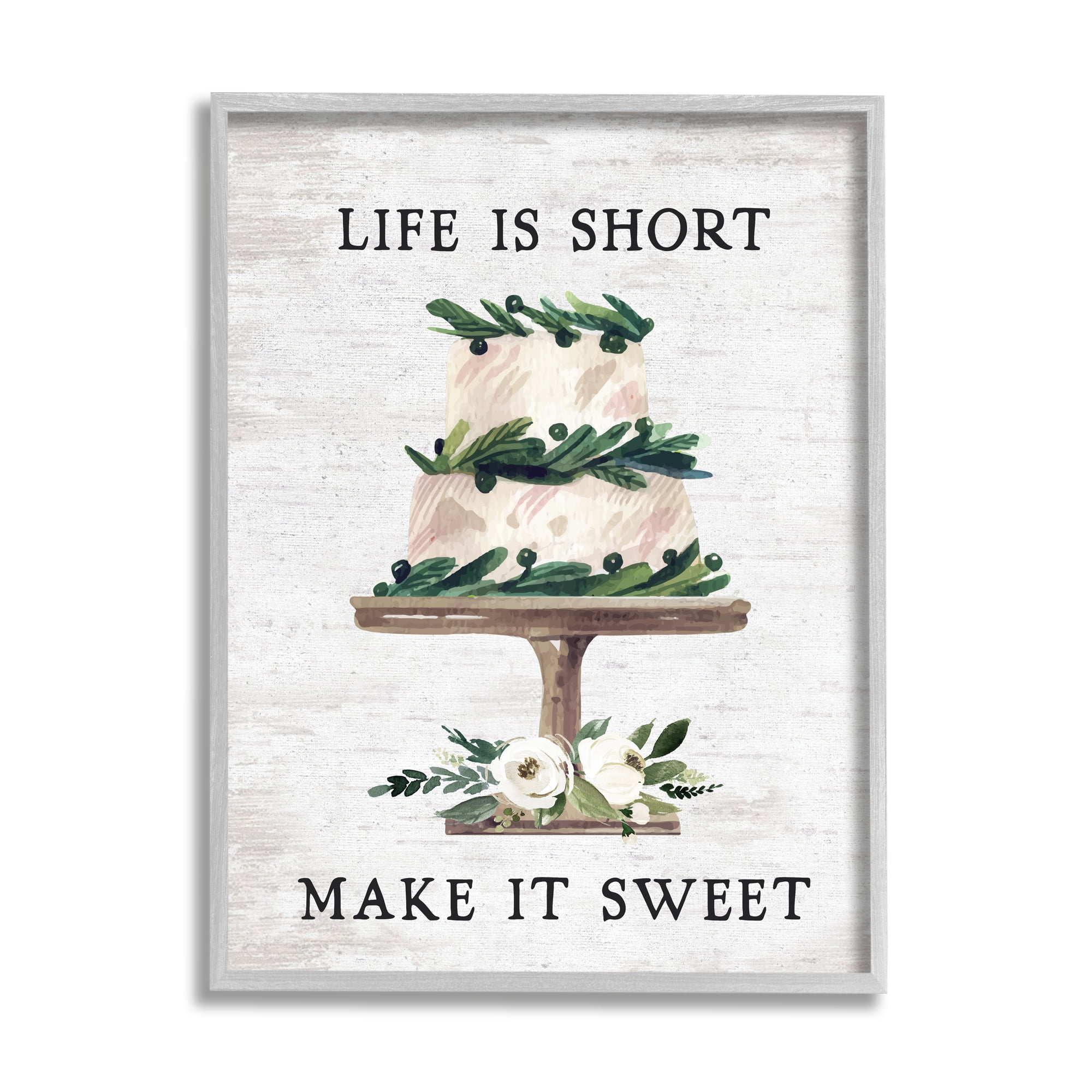Stupell Indtries Life's Short Make it Sweet Sentiment Tiered Cake,11 x 14,Design by Lettered and Lined