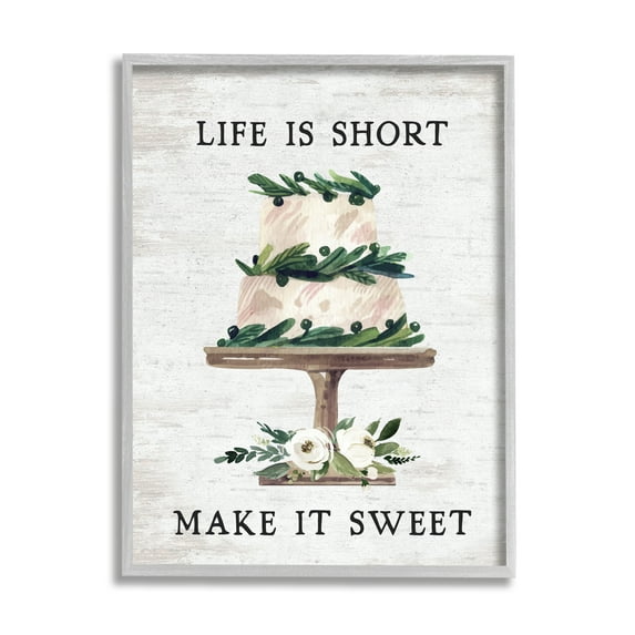 Stupell Indtries Life's Short Make it Sweet Sentiment Tiered Cake,16 x 20,Design by Lettered and Lined