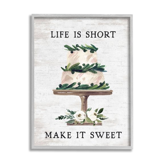 Stupell Indtries Life's Short Make it Sweet Sentiment Tiered Cake,24 x 30,Design by Lettered and Lined