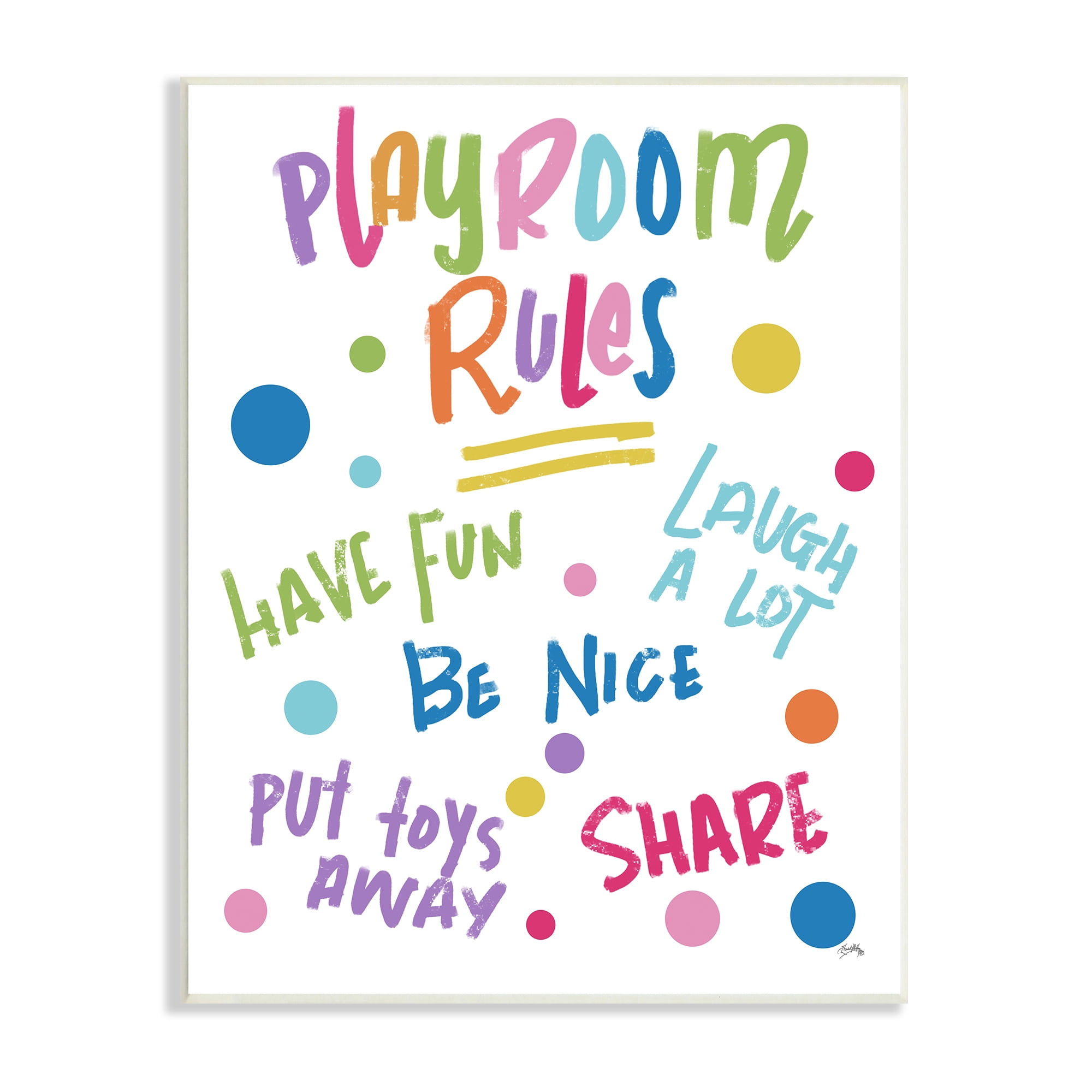 Stupell Indtries List of Playroom Rules Playful Polka Dot Pattern,13 x 19,Design by Elizabeth Medley