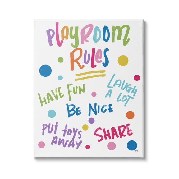 Stupell Indtries List of Playroom Rules Playful Polka Dot Pattern,16 x 20,Design by Elizabeth Medley