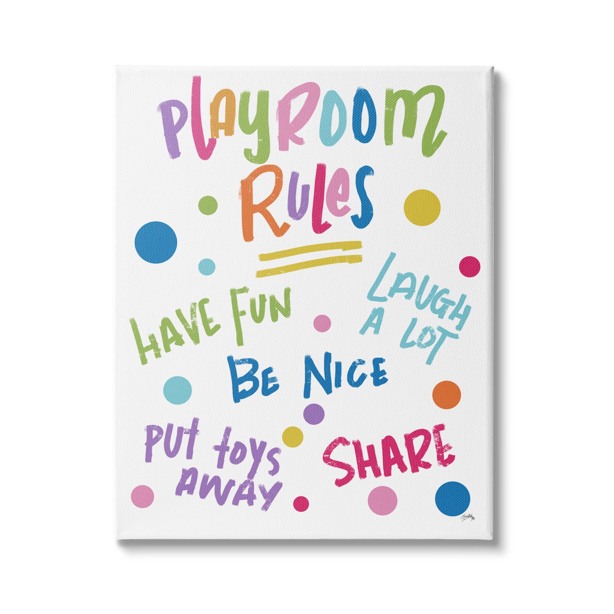 Stupell Indtries List of Playroom Rules Playful Polka Dot Pattern,36 x 48,Design by Elizabeth Medley