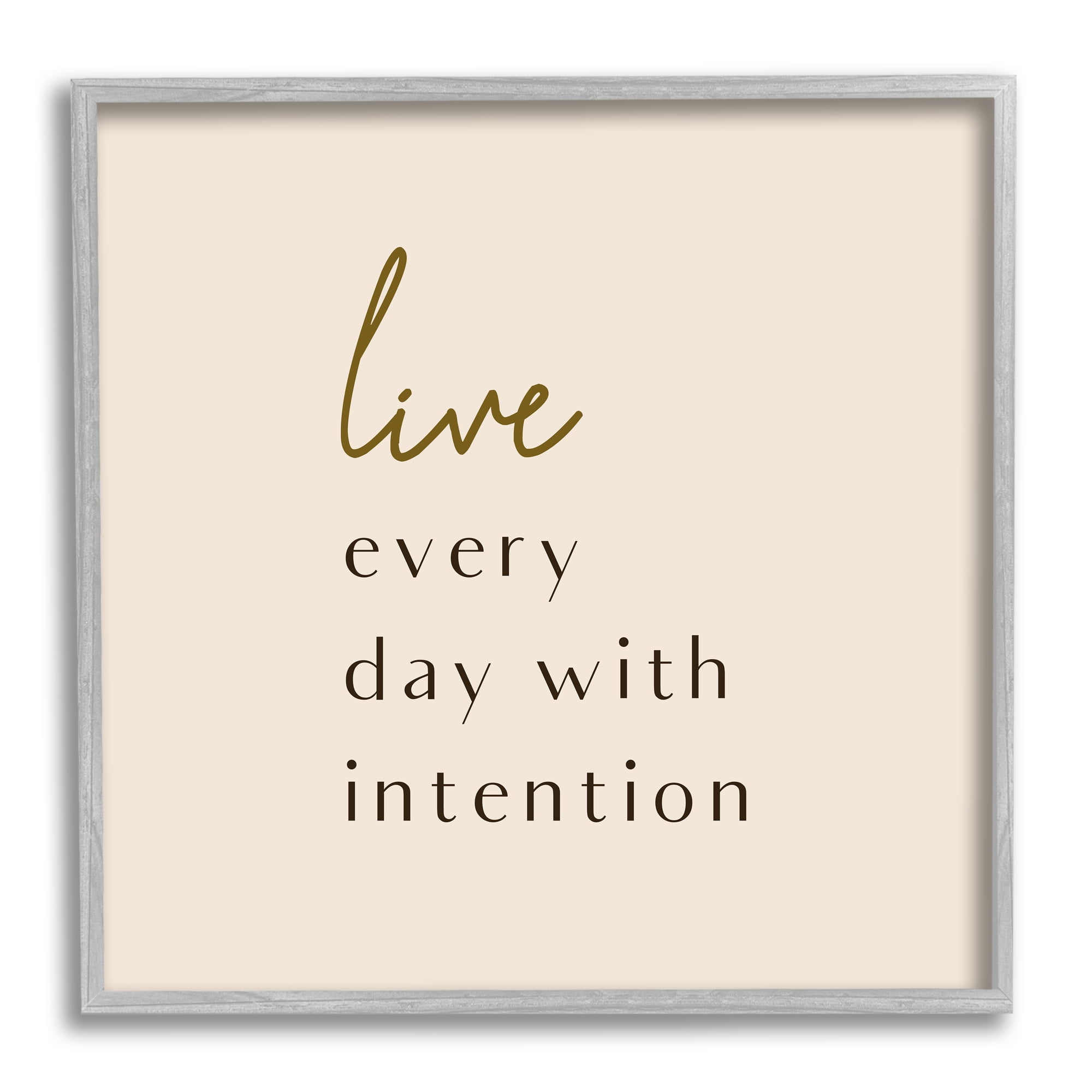 Stupell Indtries Live Every Day With Intention Phrase Modern Typography,17 x 17,Design by Birch&Ink