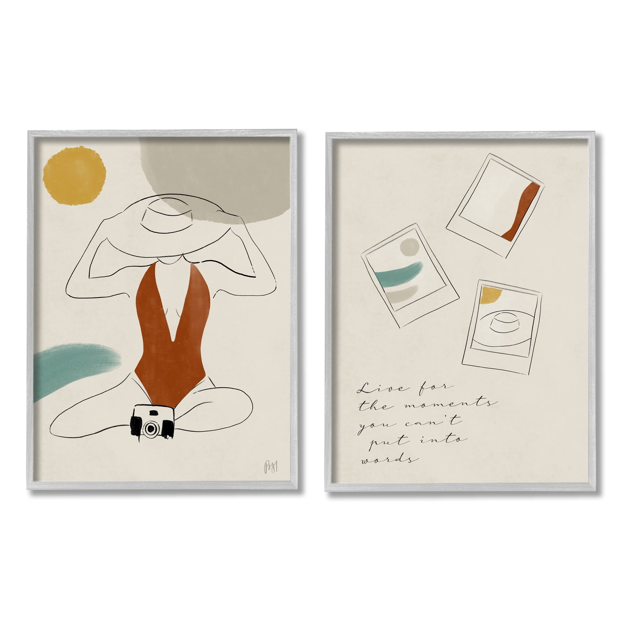Stupell Indtries Live For The Moments Polaroids Woman in Swimsuit,16 x 20,Design by Birch&Ink