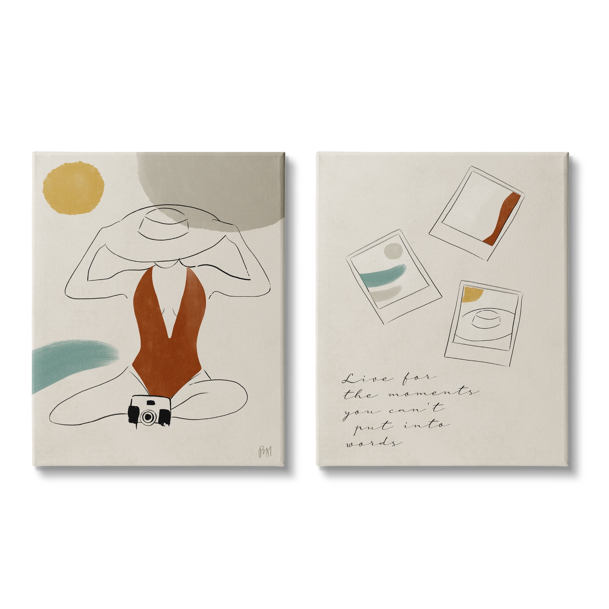 Stupell Indtries Live For The Moments Polaroids Woman in Swimsuit,16 x 20,Design by Birch&Ink
