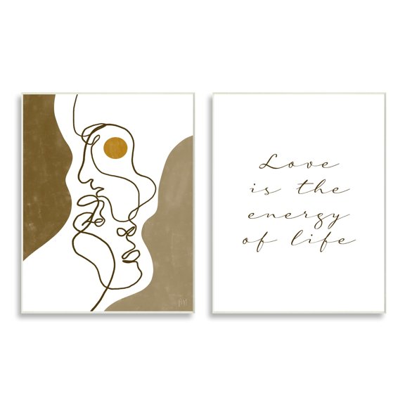 Stupell Indtries Love Is Energy Phrase Abstract Faces Couple Linework,10 x 15,Design by Birch&Ink