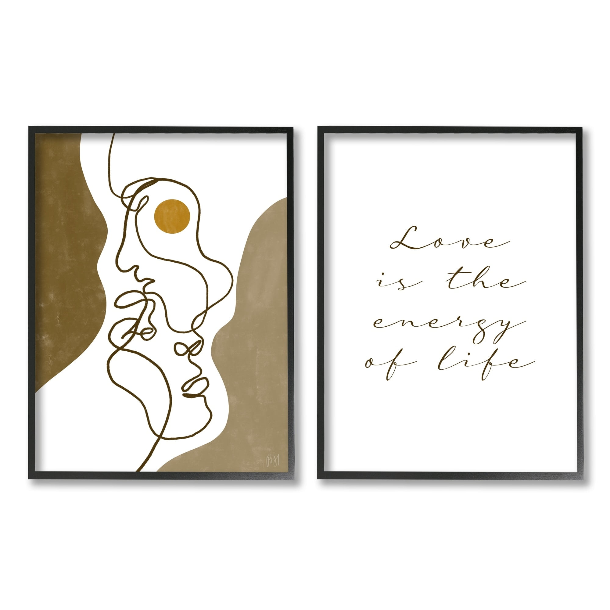 Stupell Indtries Love Is Energy Phrase Abstract Faces Couple Linework,11 x 14,Design by Birch&Ink