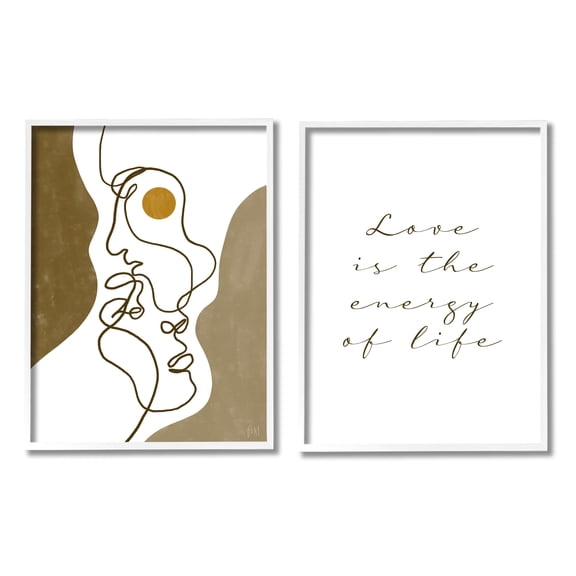 Stupell Indtries Love Is Energy Phrase Abstract Faces Couple Linework,11 x 14,Design by Birch&Ink