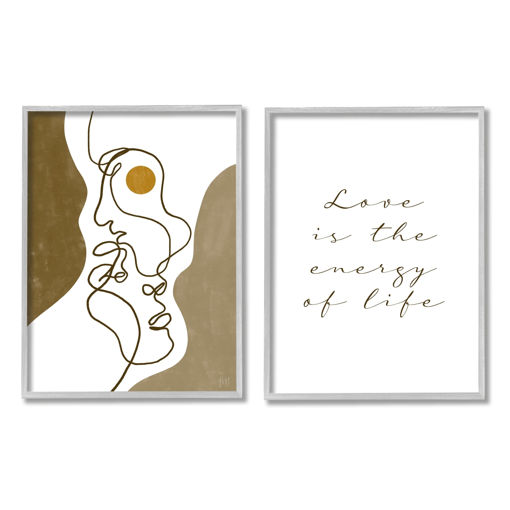 Stupell Indtries Love Is Energy Phrase Abstract Faces Couple Linework,16 x 20,Design by Birch&Ink