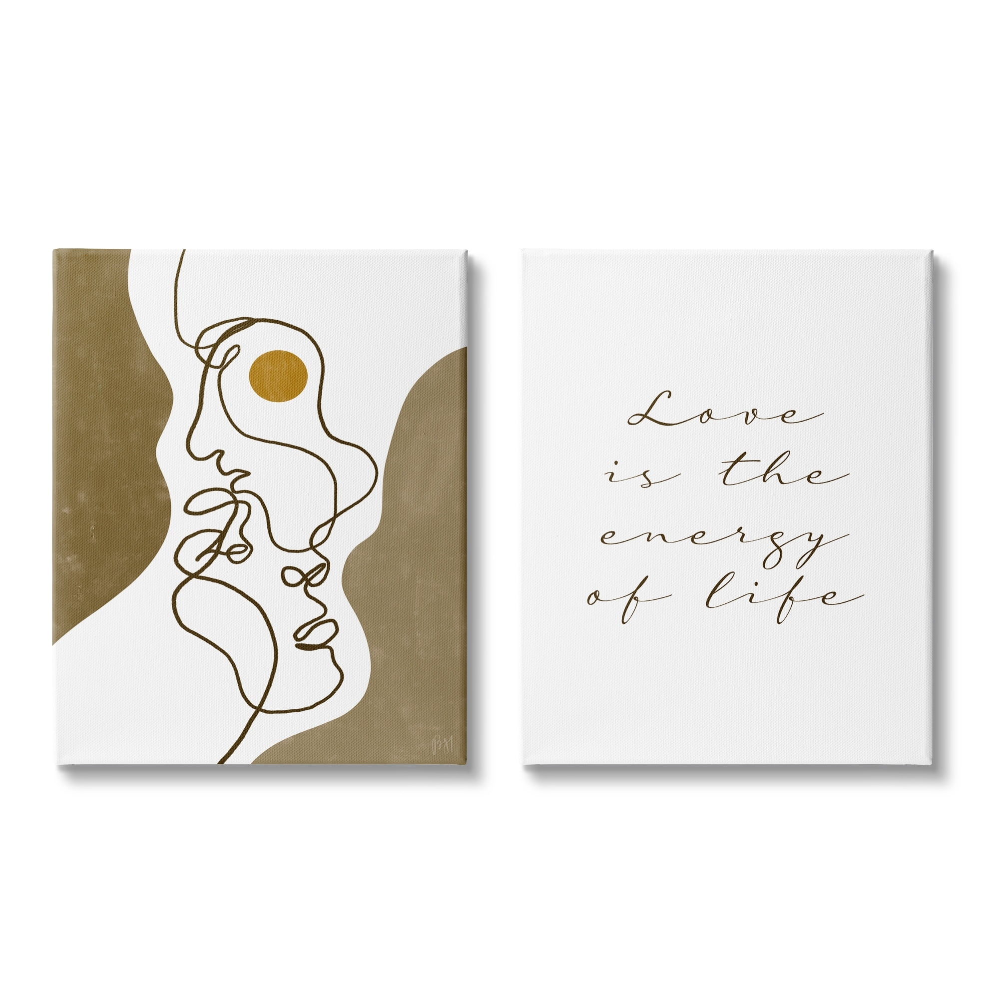 Stupell Indtries Love Is Energy Phrase Abstract Faces Couple Linework,16 x 20,Design by Birch&Ink