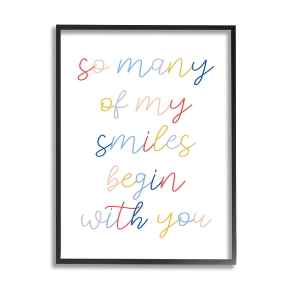 Stupell Indtries Many Smiles Begin With You Phrase Motivational Family,11 x 14,Design by Daphne Polselli