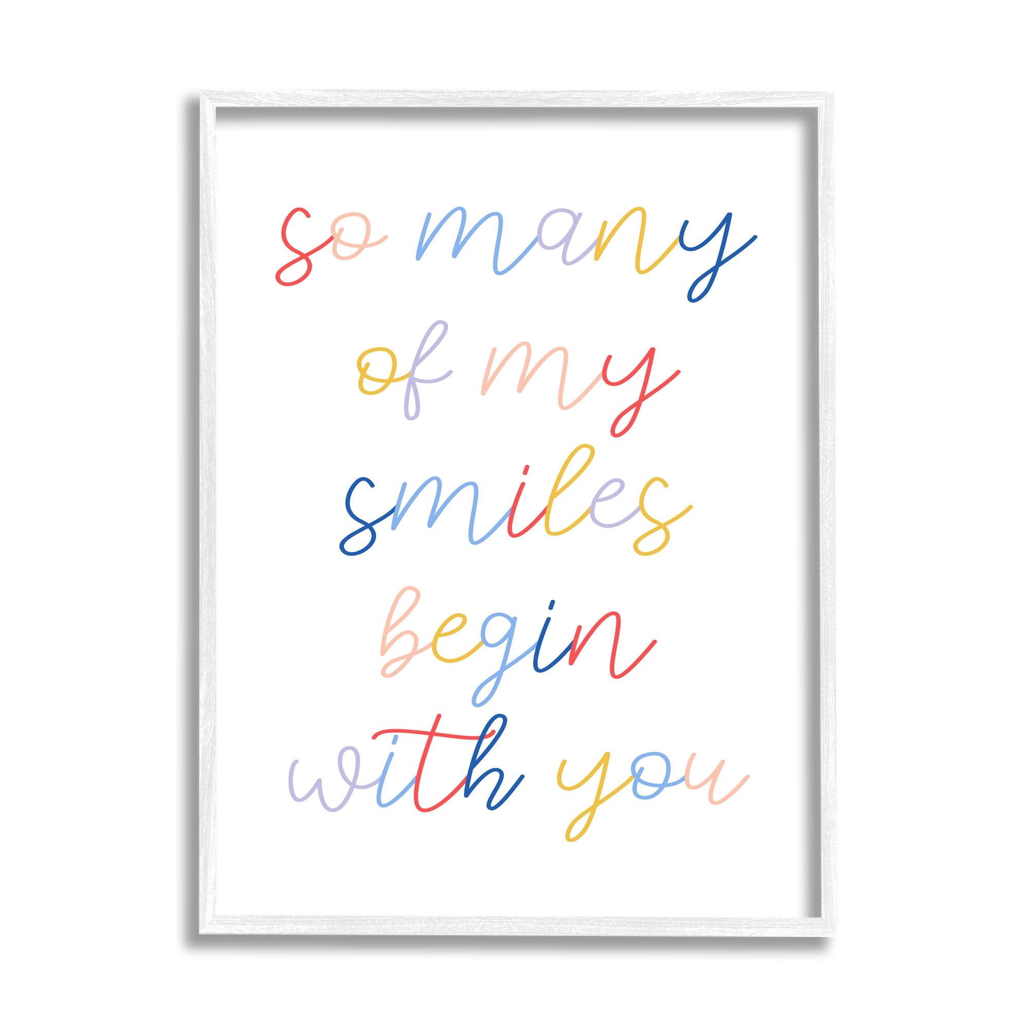 Stupell Indtries Many Smiles Begin With You Phrase Motivational Family,16 x 20,Design by Daphne Polselli