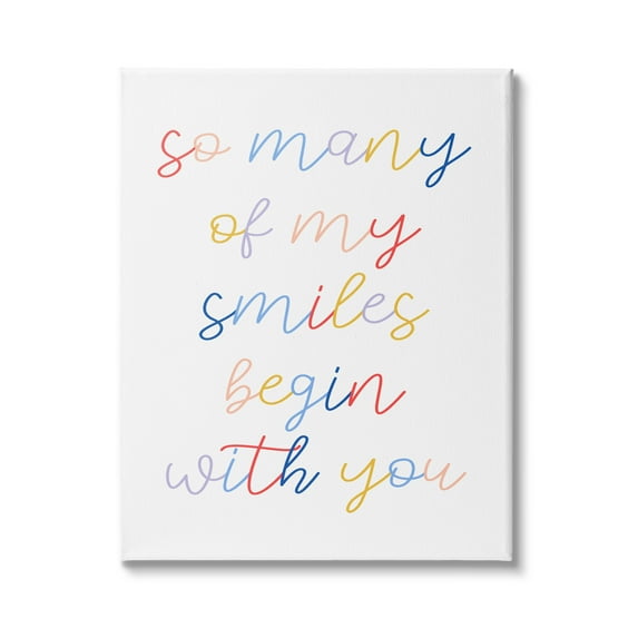 Stupell Indtries Many Smiles Begin With You Phrase Motivational Family,24 x 30,Design by Daphne Polselli