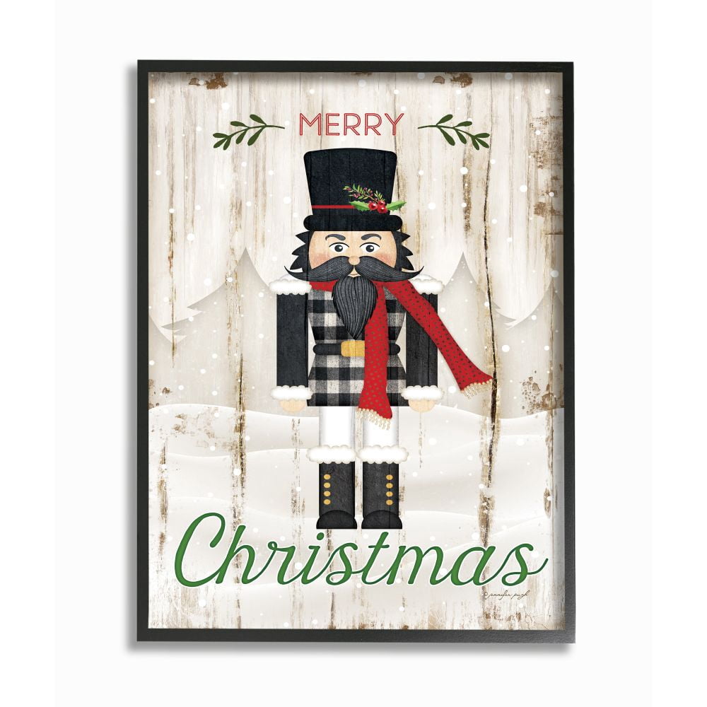 Stupell Indtries Merry Christmas Holiday Phrase Winter Nutcracker Designed by Jennifer Pugh