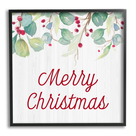Stupell Indtries Merry Christmas Sentiment Festive Falling Red Holly Vines,17 x 30,Design by Patricia Pinto