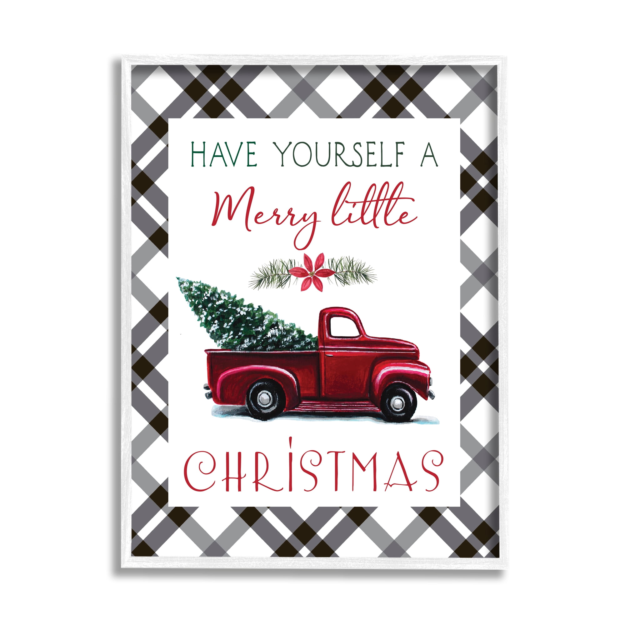 Stupell Indtries Merry Little Christmas Traditional Phrase Red Truck Tree,16 x 20,Design by Elizabeth Tyndall