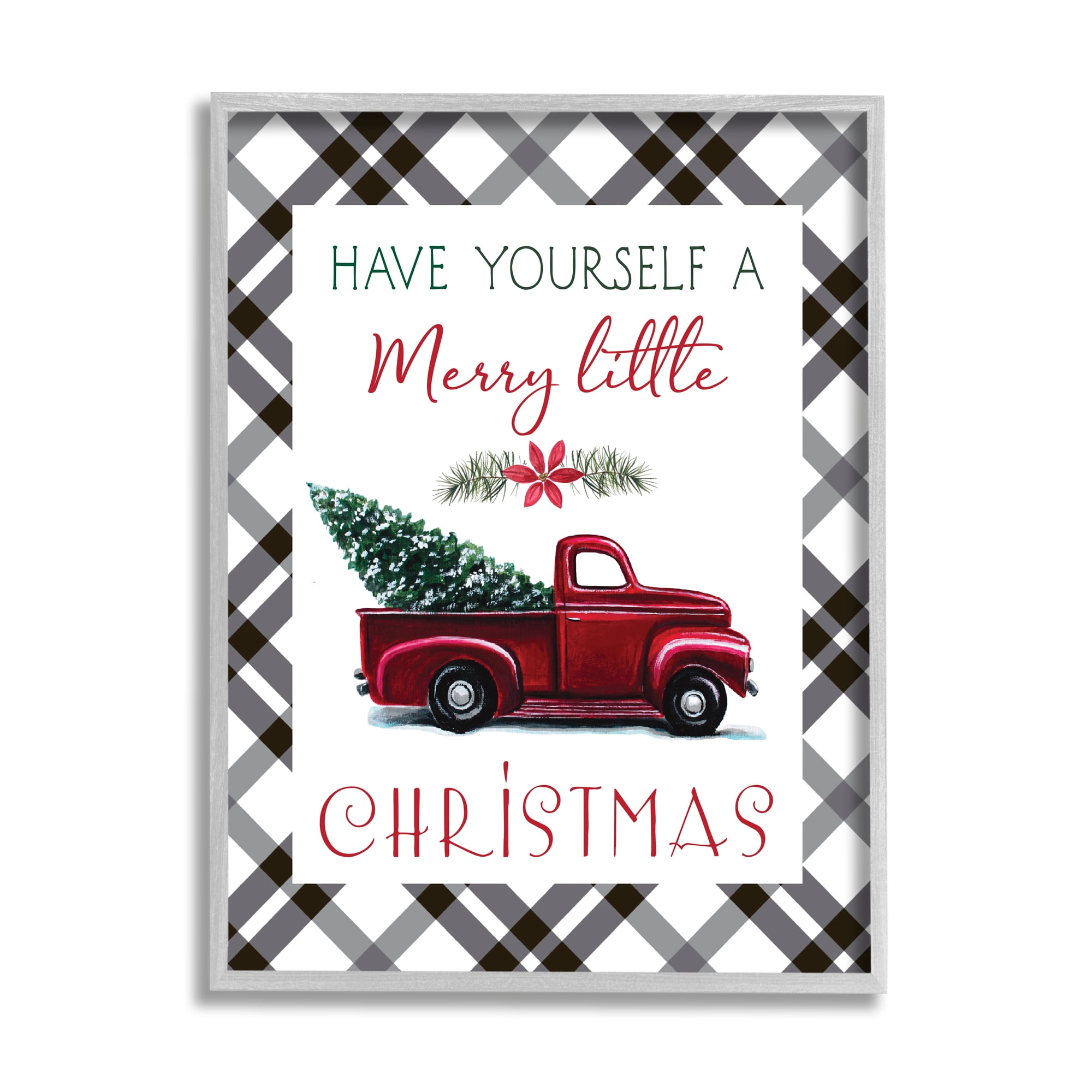 Stupell Indtries Merry Little Christmas Traditional Phrase Red Truck Tree,24 x 30,Design by Elizabeth Tyndall