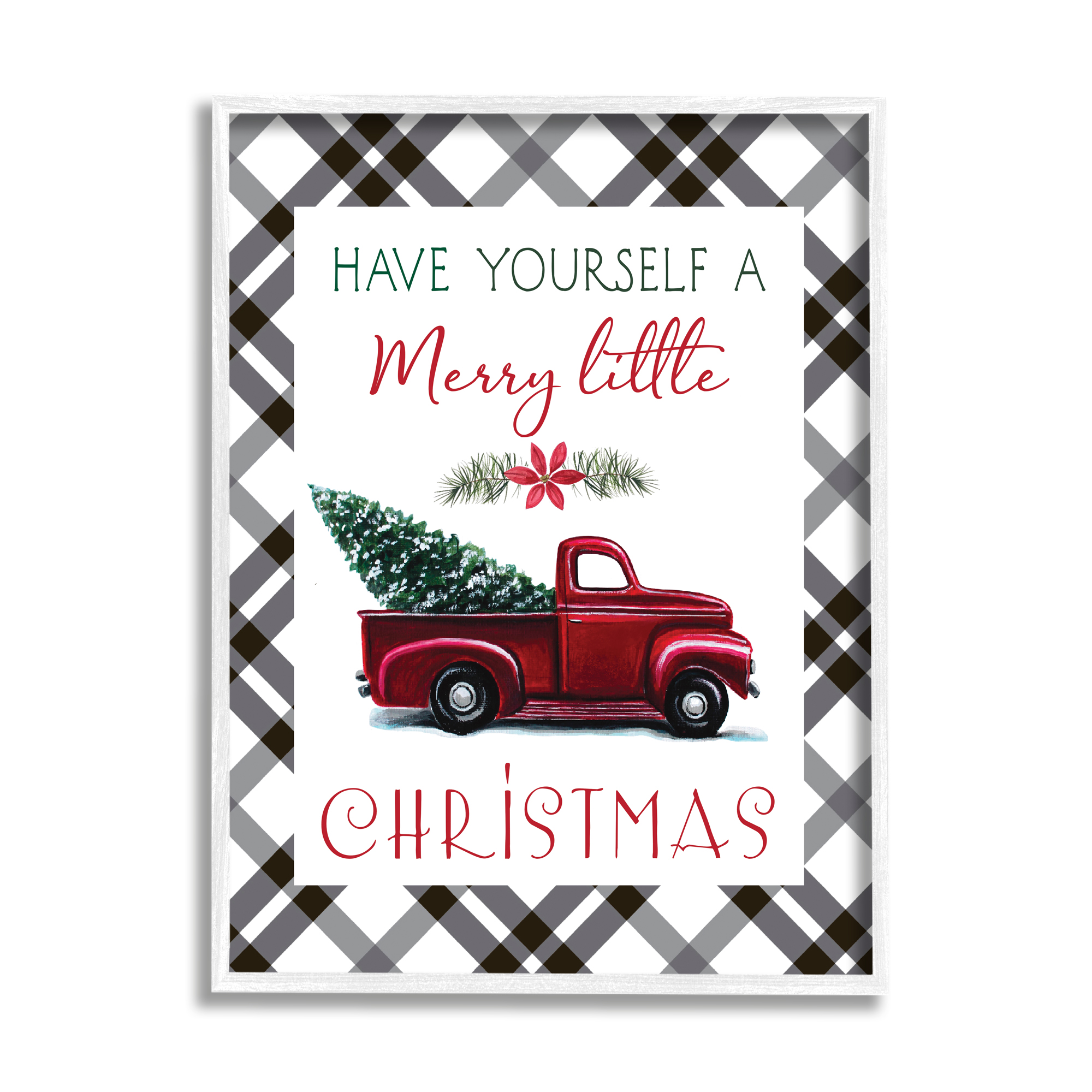 Stupell Indtries Merry Little Christmas Traditional Phrase Red Truck Tree,24 x 30,Design by Elizabeth Tyndall