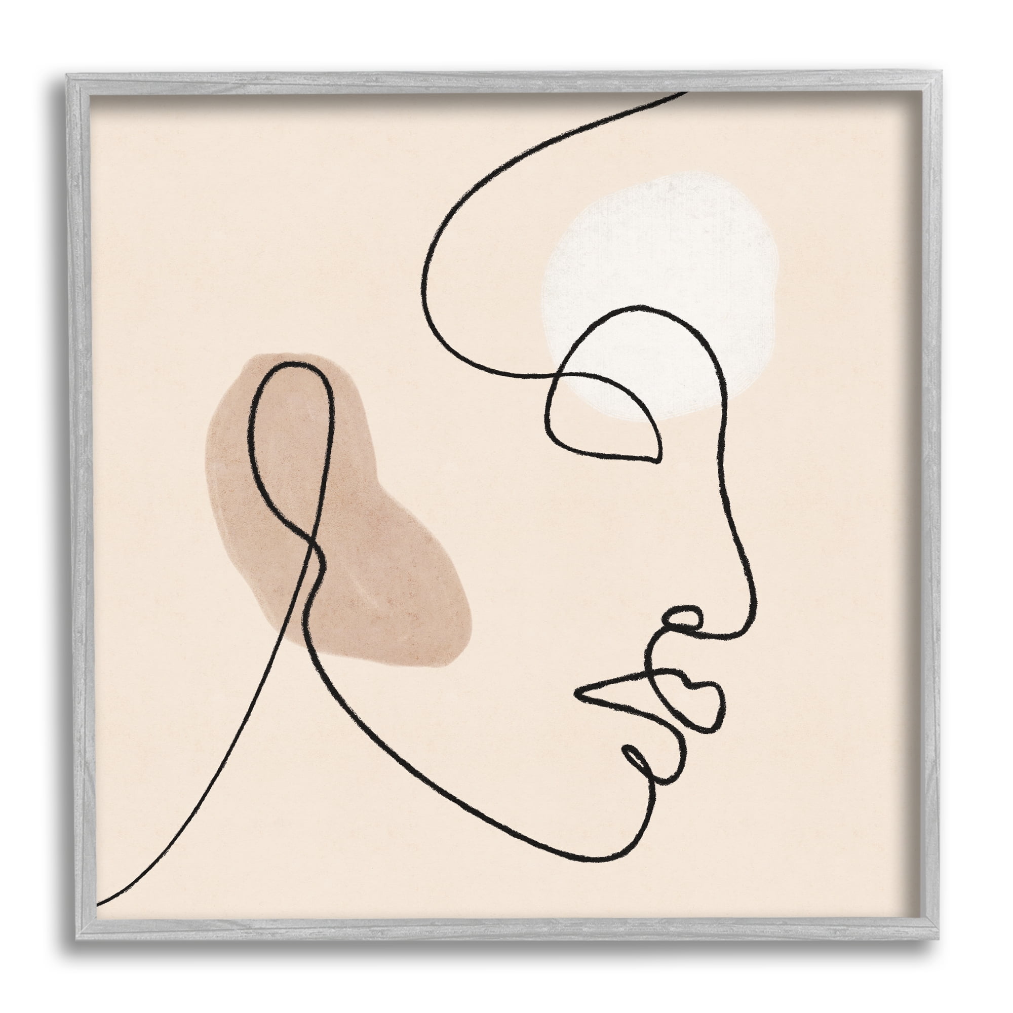 Stupell Indtries Minimal Face Line Drawing Abstract Brown Tan Shapes,12 x 12,Design by JJ Design Hoe LLC
