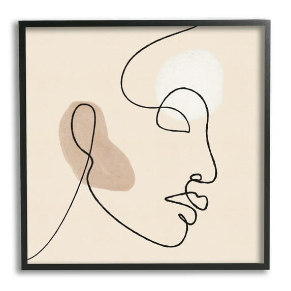 Stupell Indtries Minimal Face Line Drawing Abstract Brown Tan Shapes,12 x 12,Design by JJ Design Hoe LLC
