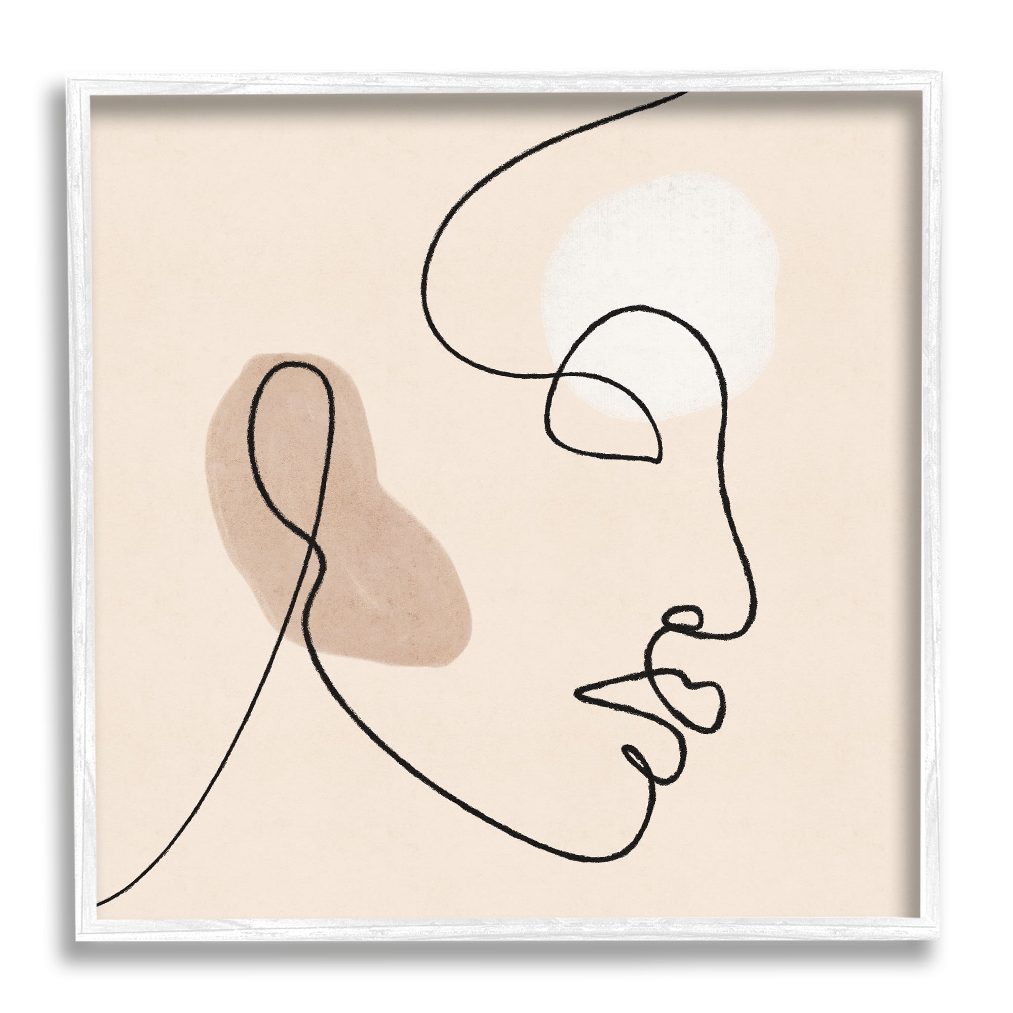 Stupell Indtries Minimal Face Line Drawing Abstract Brown Tan Shapes,24 x 24,Design by JJ Design Hoe LLC