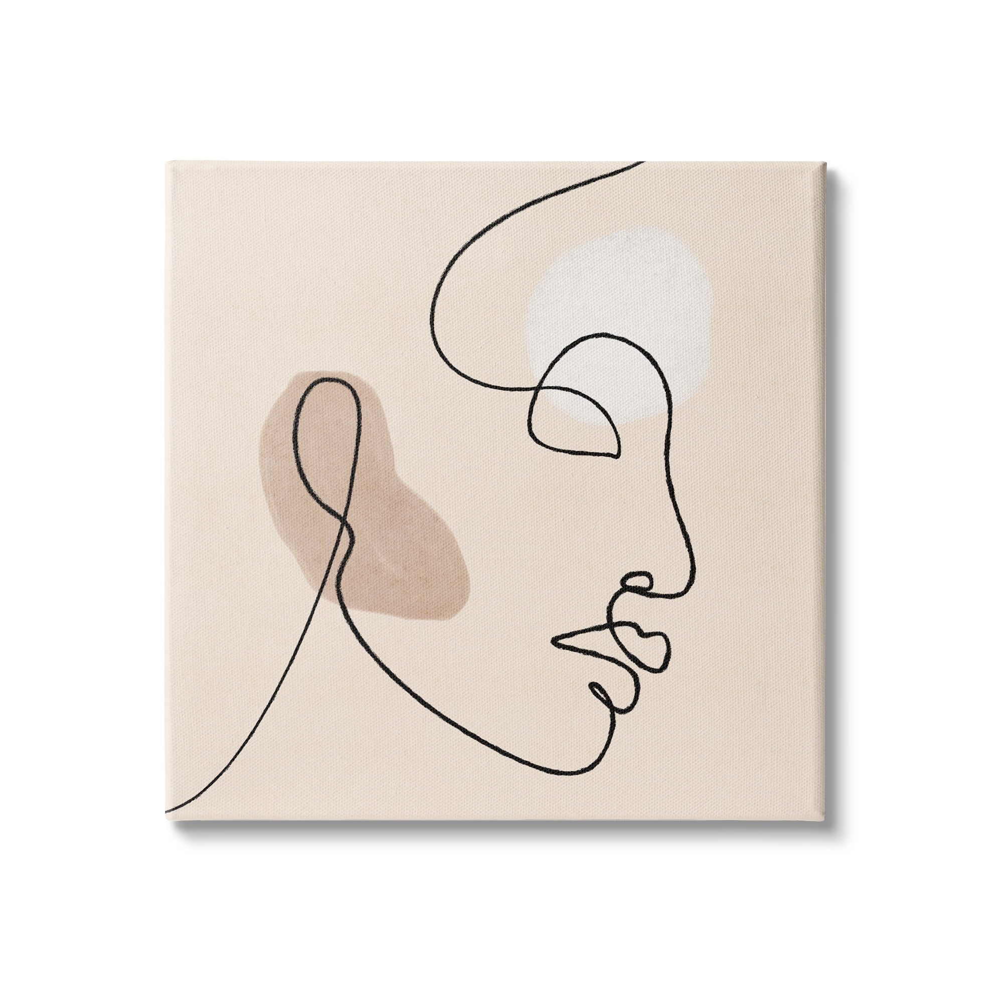 Stupell Indtries Minimal Face Line Drawing Abstract Brown Tan Shapes,24 x 24,Design by JJ Design Hoe LLC