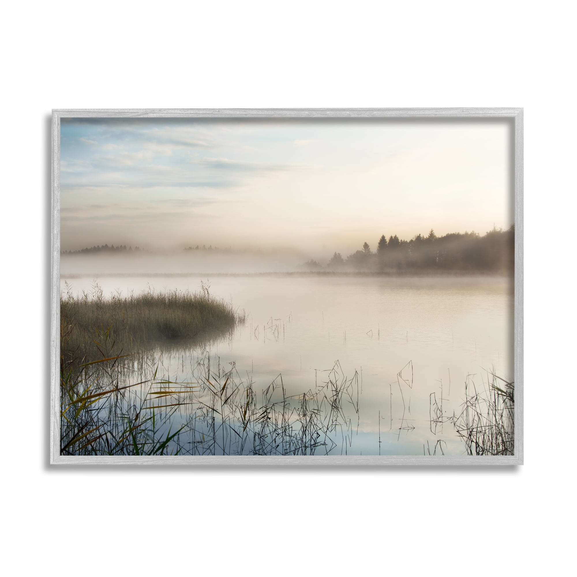 Stupell Indtries Misty Marsh Wetland Landscape Tall Grass Distant Forest,30 x 24,Design by Irene Weisz