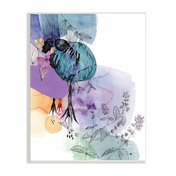 Stupell Indtries Modern Tropical Forest Flowers Sketch Abstract Watercolor Shapes,13 x 19,Design by Verbrugge Watercolor