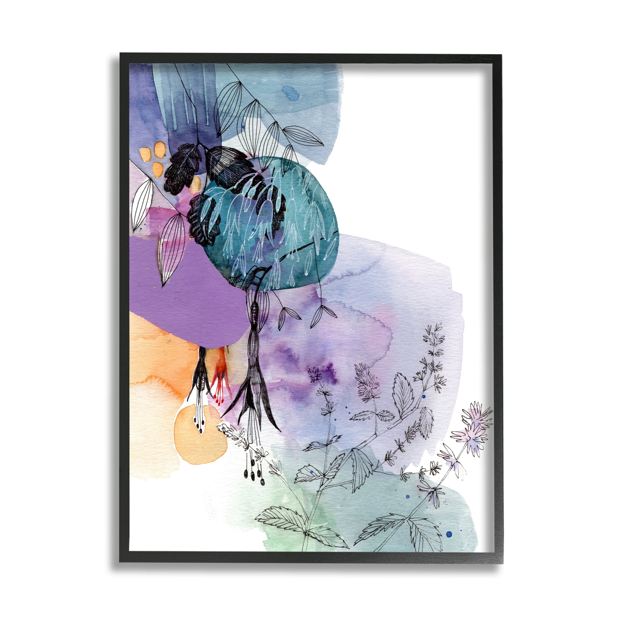 Stupell Indtries Modern Tropical Forest Flowers Sketch Abstract Watercolor Shapes,24 x 30,Design by Verbrugge Watercolor