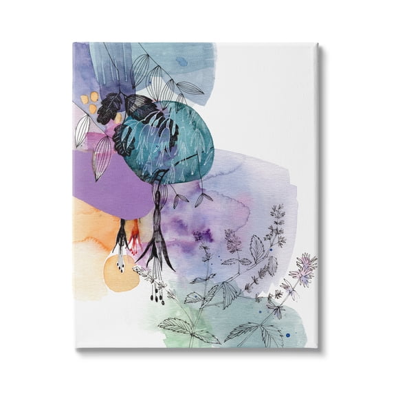 Stupell Indtries Modern Tropical Forest Flowers Sketch Abstract Watercolor Shapes,36 x 48,Design by Verbrugge Watercolor