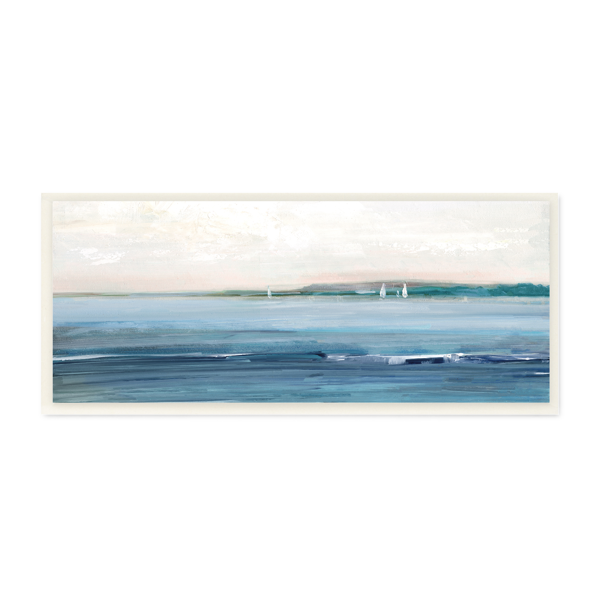 Stupell Indtries Morning Sky Abstract Nautical Ocean Landscape Distant Boats,17 x 7,Design by ​Sally Swatland
