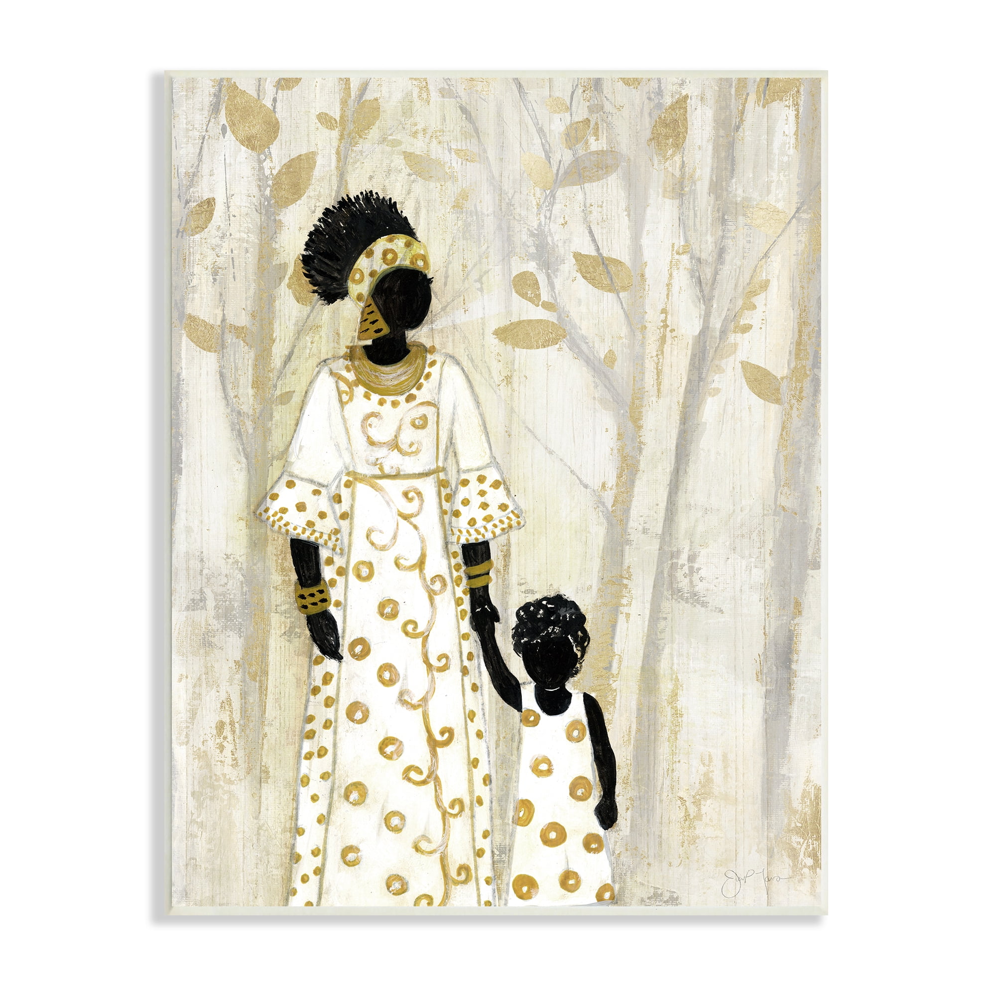 Stupell Indtries Mother and Child Holding Hands Neutral Tree Forest,13 x 19,Design by Tava Studios