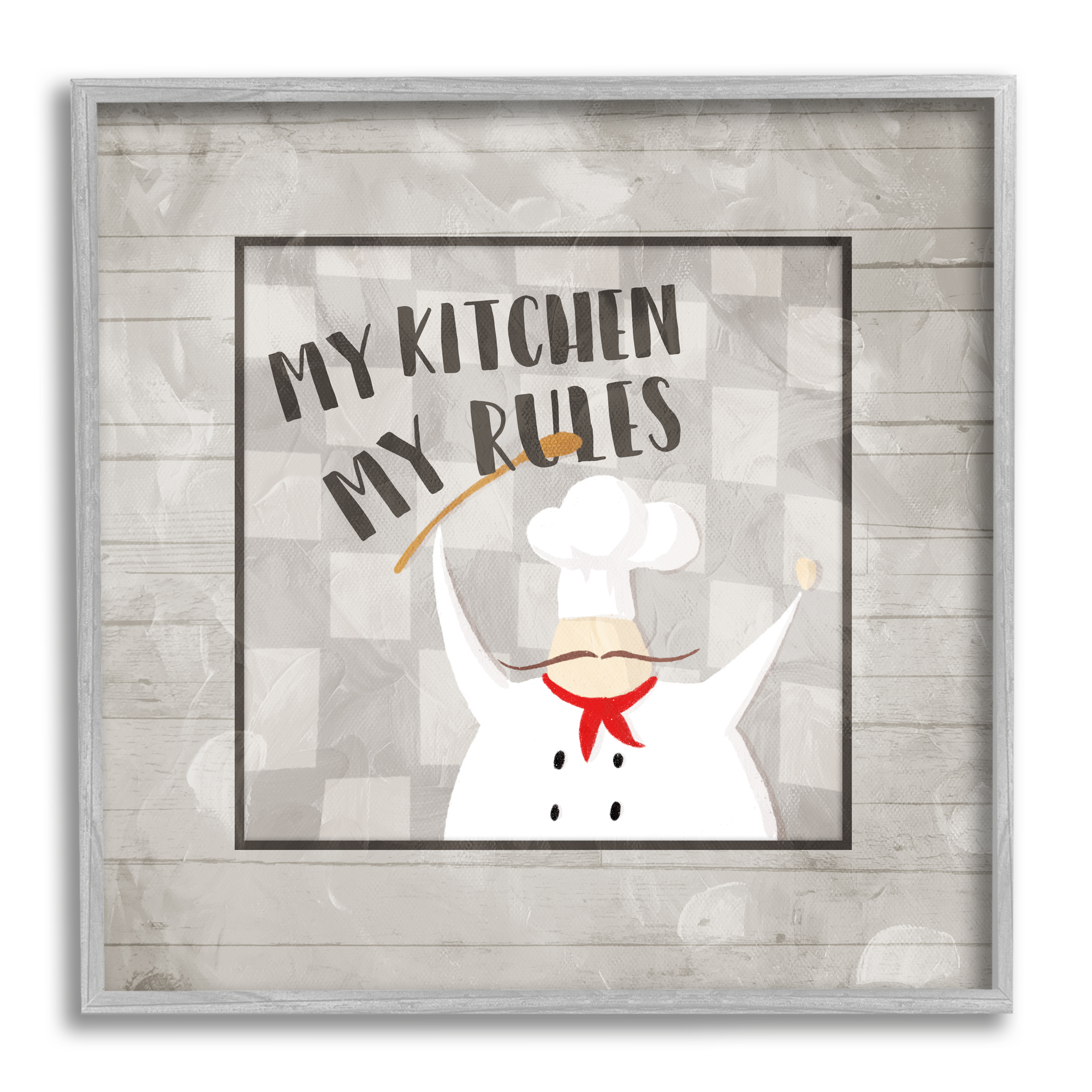 Stupell Indtries My Kitchen My Rules Phrase French Mtache Chef,12 x 12,Design by Milli Villa