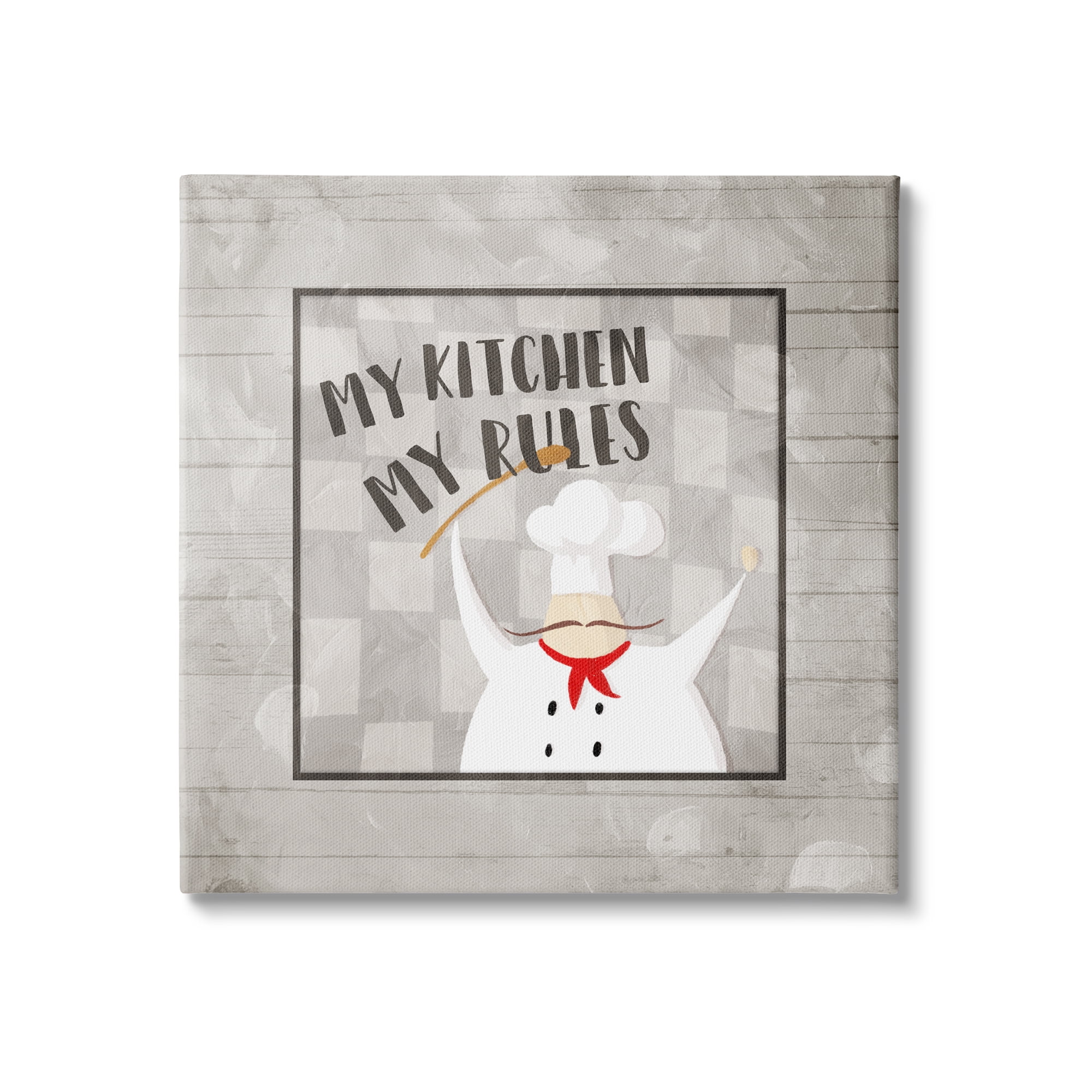 Stupell Indtries My Kitchen My Rules Phrase French Mtache Chef,24 x 24,Design by Milli Villa