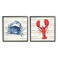 thumbnail image 1 of Stupell Indtries Nautical Blue Crab and Red Lobster Beige Stripes,12 x 12,Design by Patricia Pinto, 1 of 7
