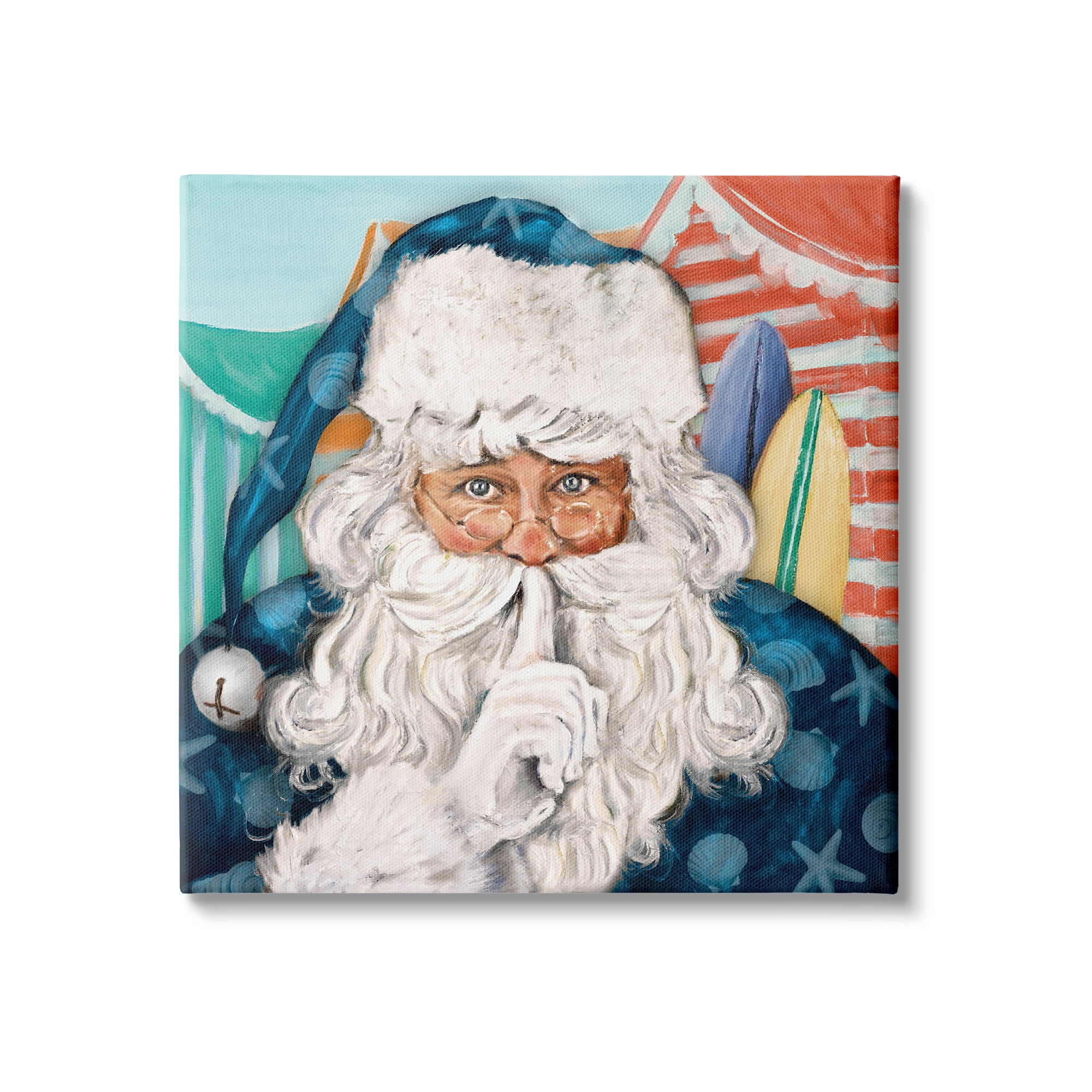 Stupell Indtries Nautical Santa Cla Quiet Hand Gesture Beach Tents,30 x 30,Design by Patricia Pinto