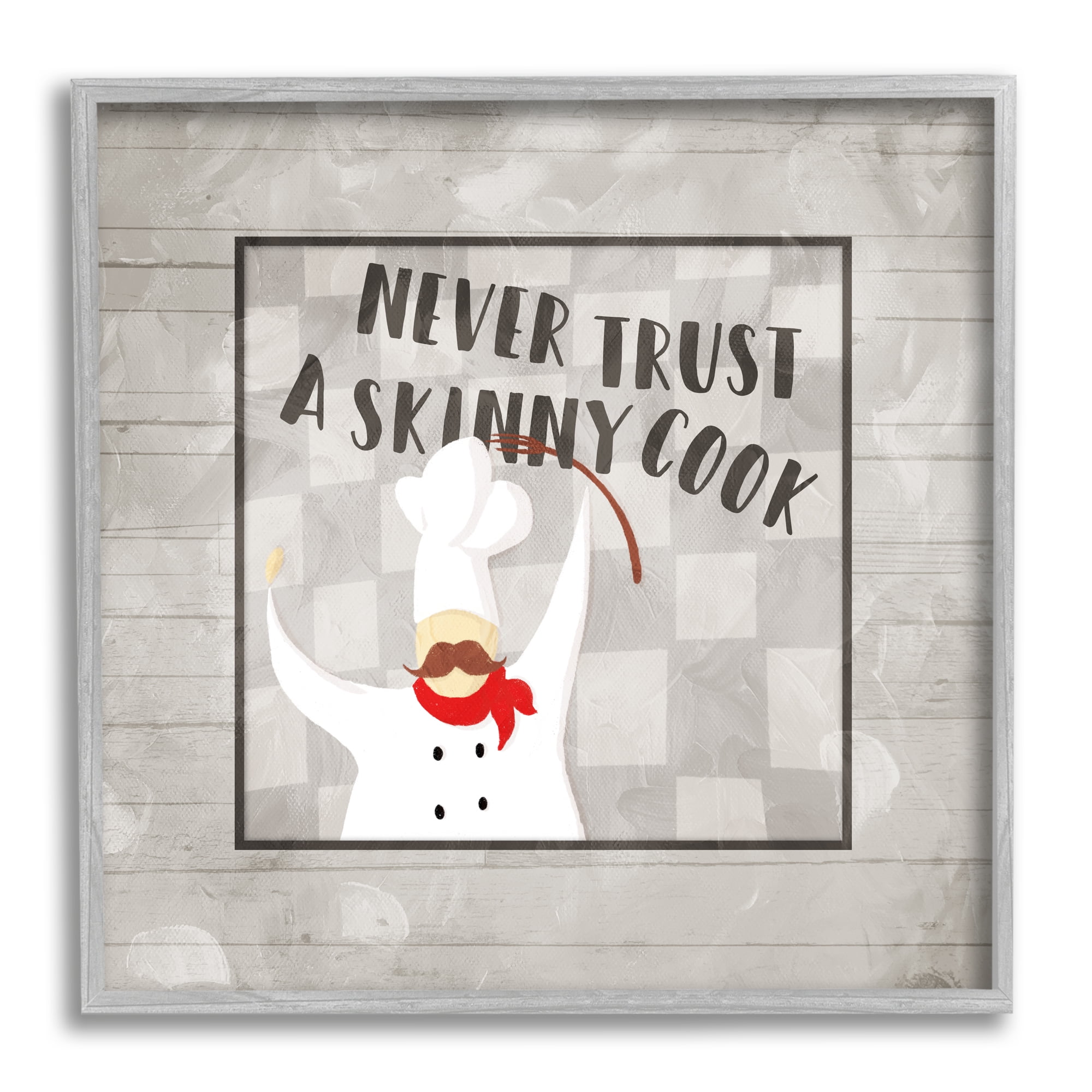Stupell Indtries Never Trt Skinny Cook Phrase French Mtache Chef,17 x 17,Design by Milli Villa
