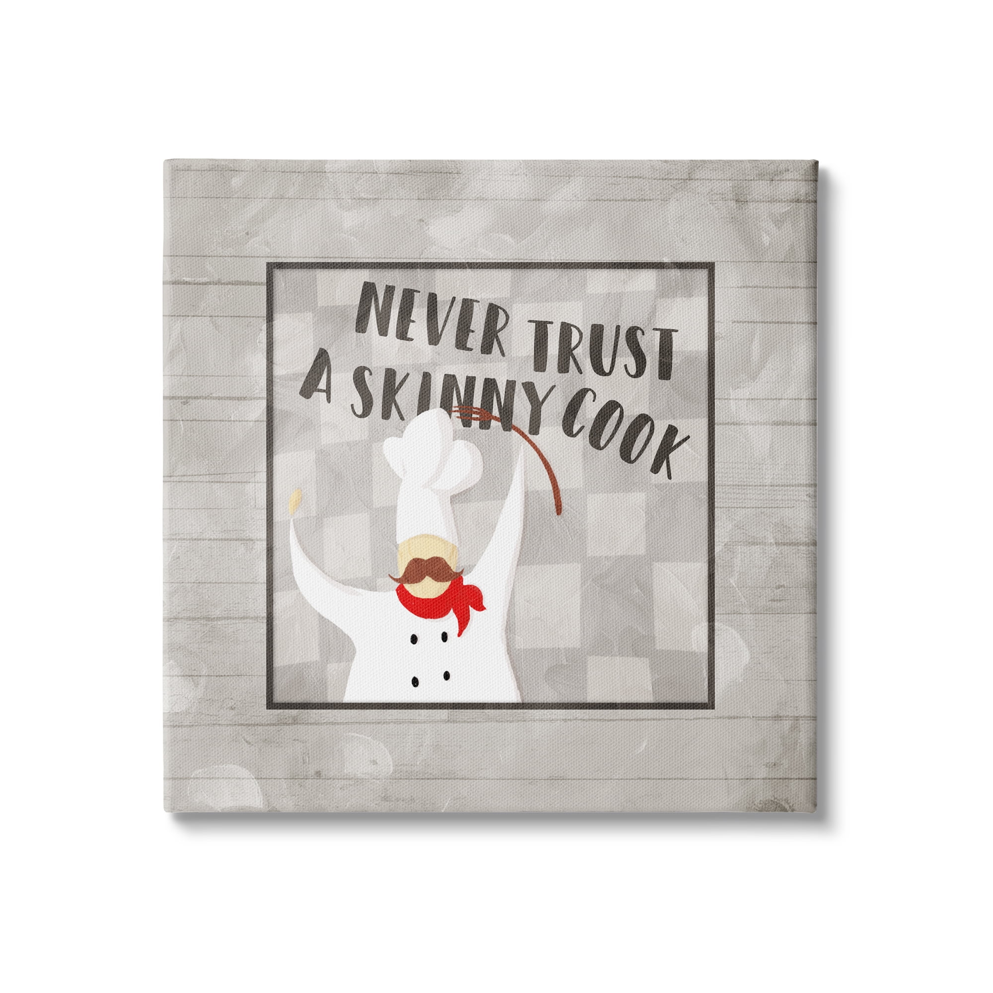 Stupell Indtries Never Trt Skinny Cook Phrase French Mtache Chef,30 x 30,Design by Milli Villa