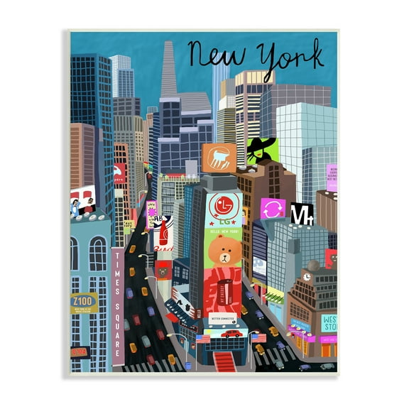 Stupell Indtries New York Cityscape Time Square Urban Landmarks,10 x 15,Design by Carla Daly