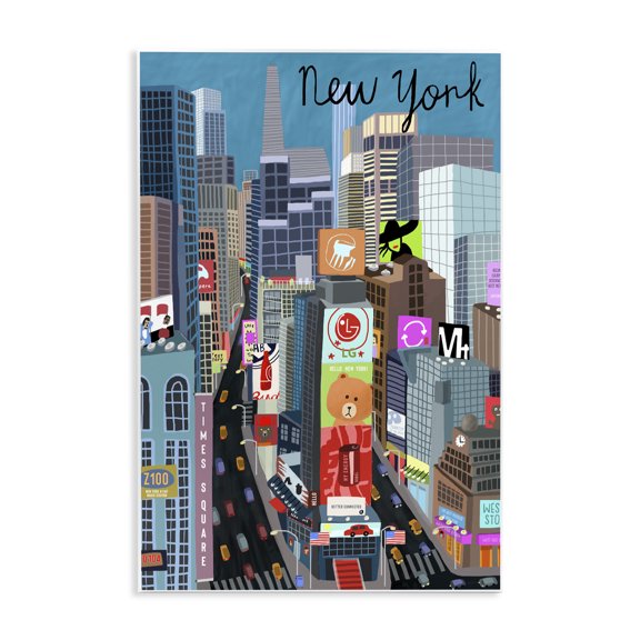 Stupell Industries Modern New York Cityscape Time Square Urban Landmarks Wall Plaque Art, 10 x 15, by Carla Daly
