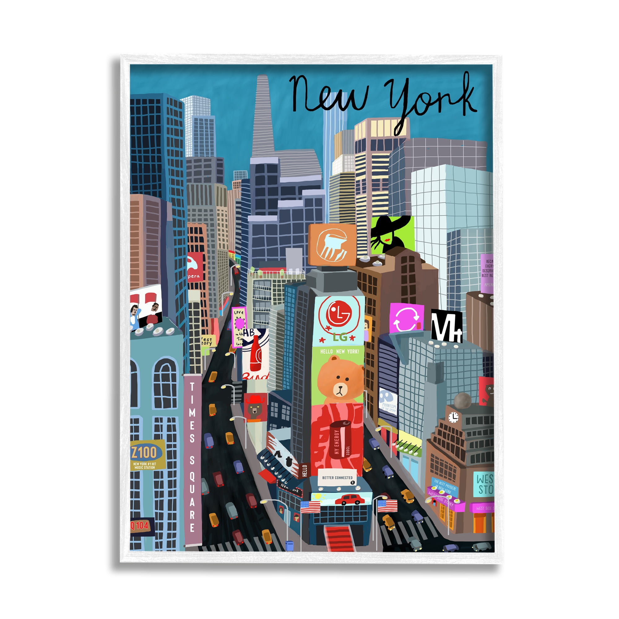 Stupell Indtries New York Cityscape Time Square Urban Landmarks,11 x 14,Design by Carla Daly