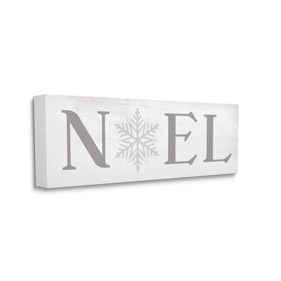 Stupell Indtries Noel Christmas Phrase Winter Snowflake Typography Canvas Wall Art, 20 x 48, Design by Daphne Polselli