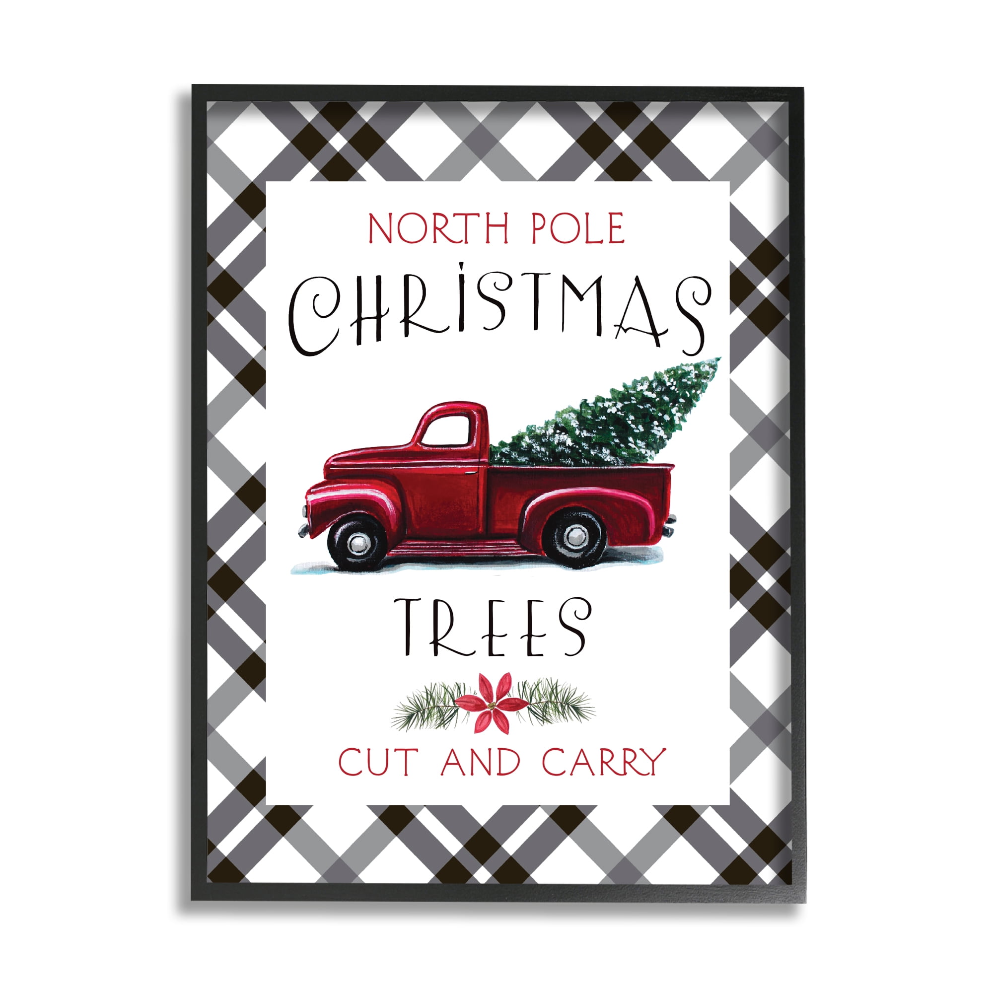 Stupell Indtries North Pole Christmas Trees Red Truck Black Plaid,11 x 14,Design by Elizabeth Tyndall