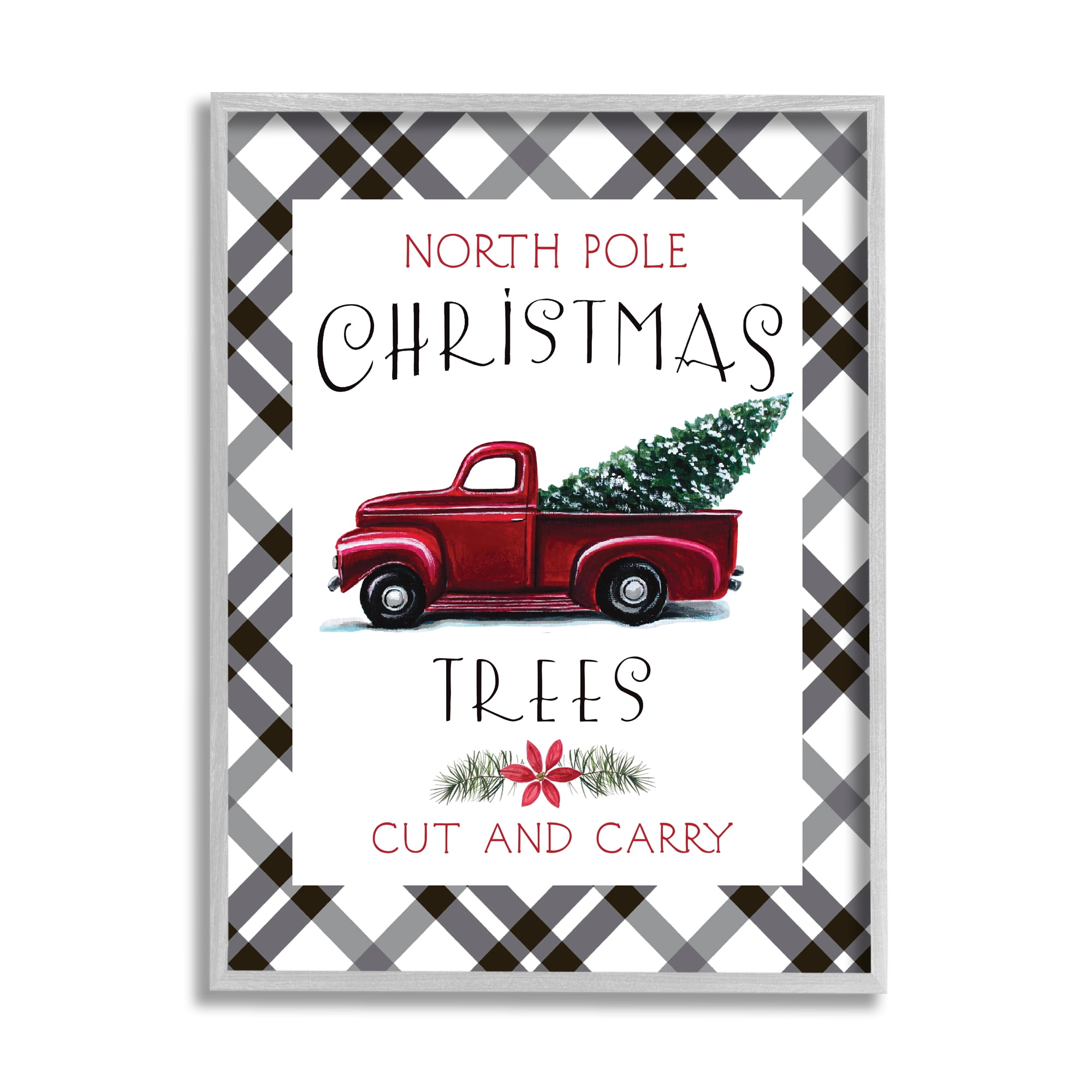 Stupell Indtries North Pole Christmas Trees Red Truck Black Plaid,16 x 20,Design by Elizabeth Tyndall