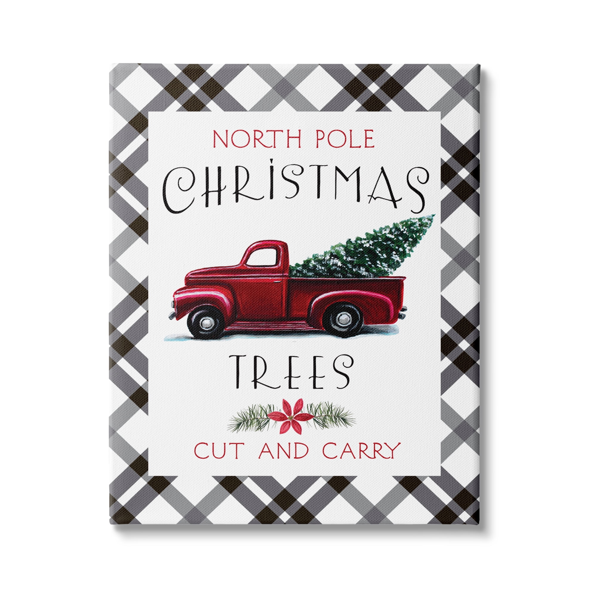 Stupell Indtries North Pole Christmas Trees Red Truck Black Plaid,24 x 30,Design by Elizabeth Tyndall