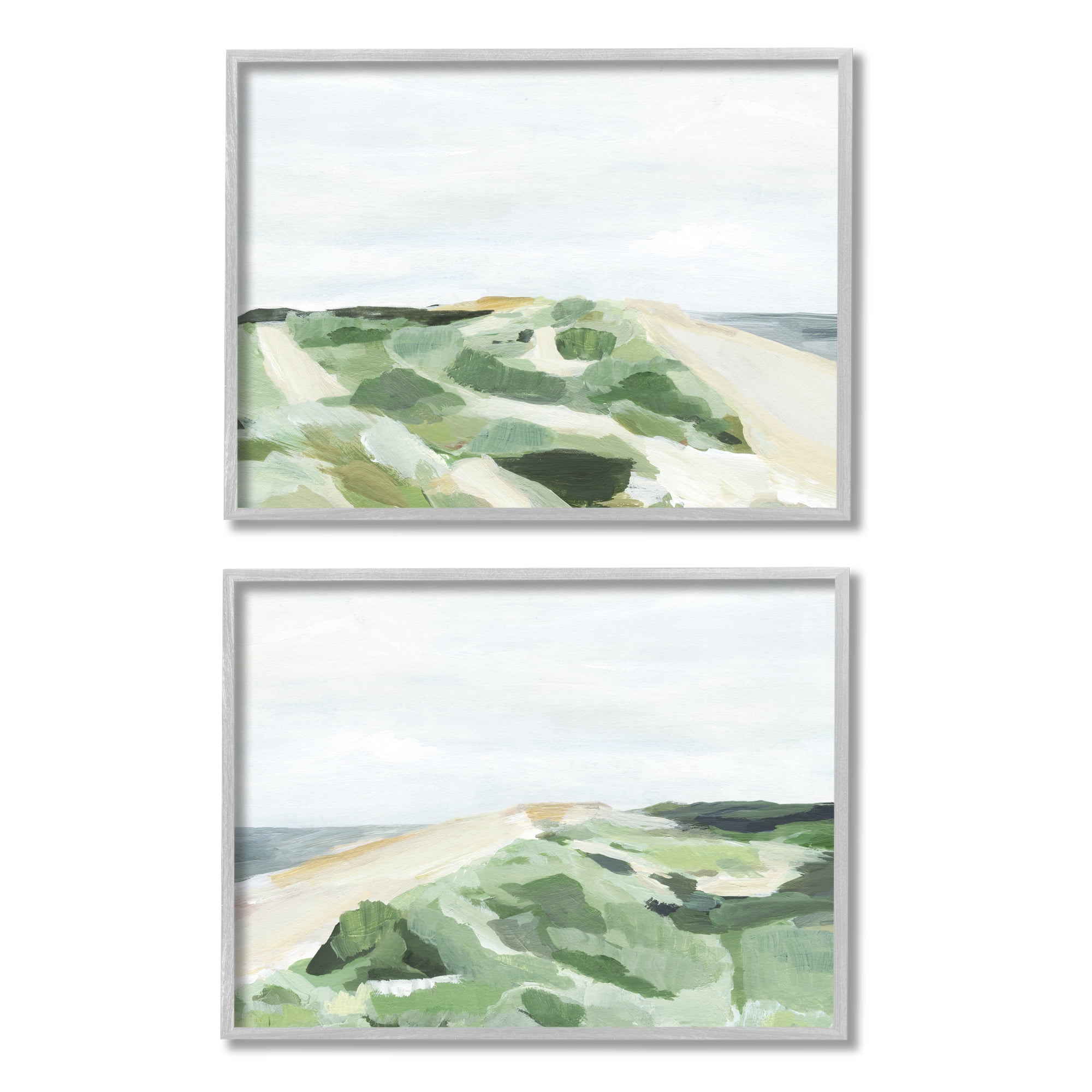 Stupell Indtries Ocean Coastline Greenery Beach Green Beige Blue,20 x 16,Design by Annie Warren