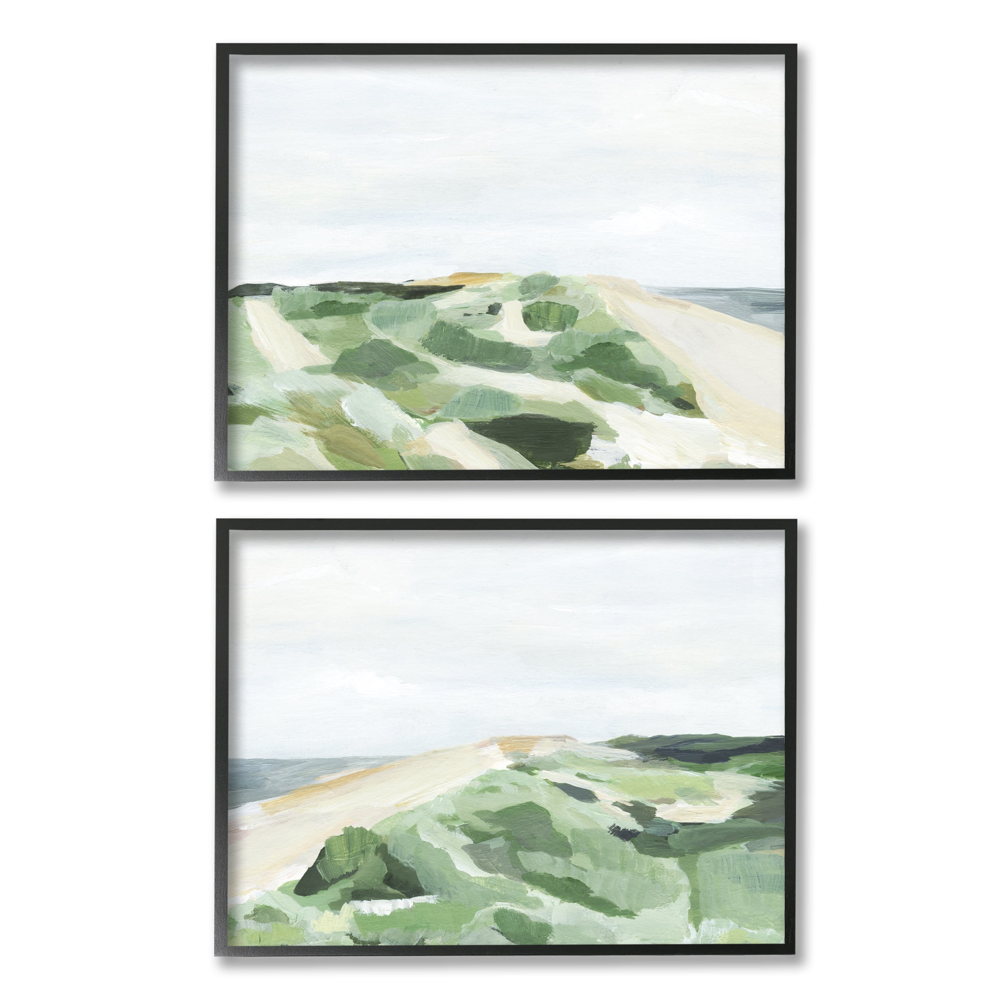 Stupell Indtries Ocean Coastline Greenery Beach Green Beige Blue,20 x 16,Design by Annie Warren