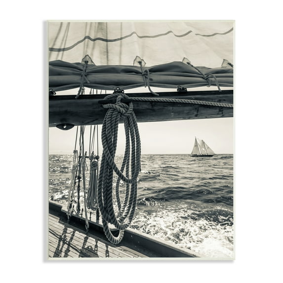 Stupell Indtries Ocean Sail Tie Line Vintage Ship Muted Photography,10 x 15,Design by Danita Delimont